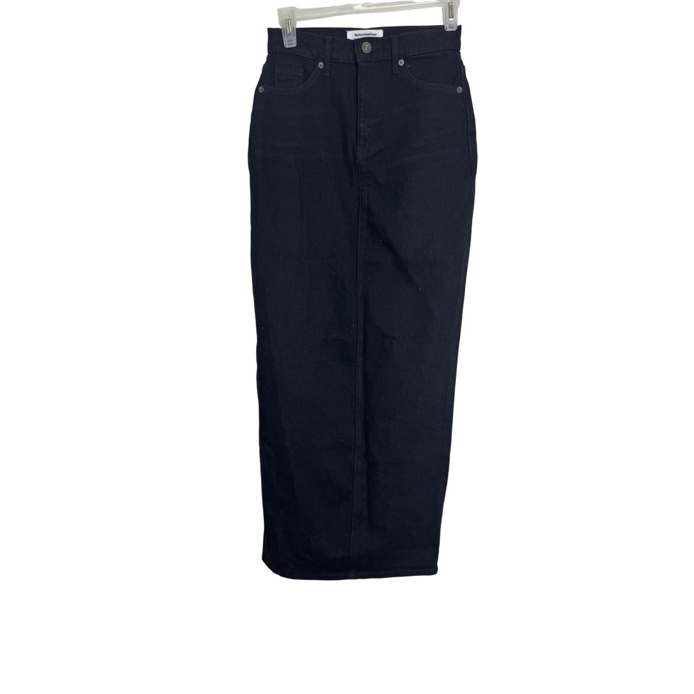 Reformation Daria Denim Maxi Skirt Womens 25 Ultra High Rise Split Back NIDRI